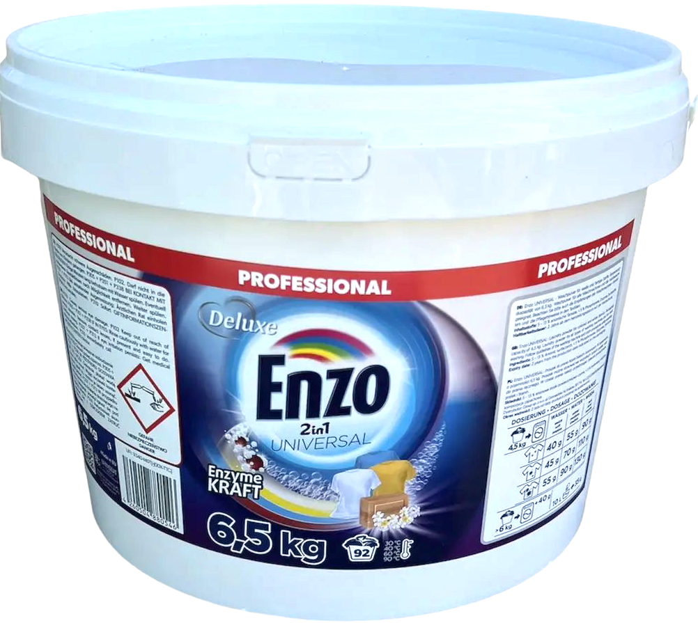 Deluxe Enzo 2-in-1 Universal Laundry Detergent Powder Bucket, 92 Loads, 6.5 kg