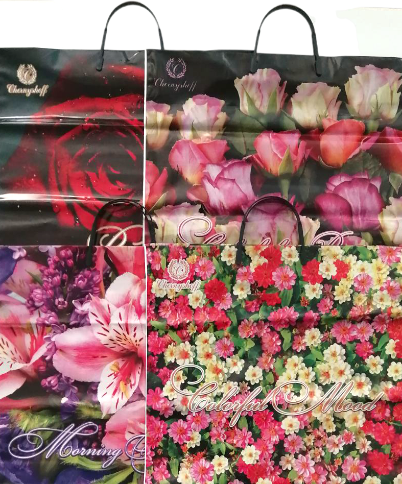 Medium Assorted Shopping Bag with Plastic Handle, 34 x 38 cm