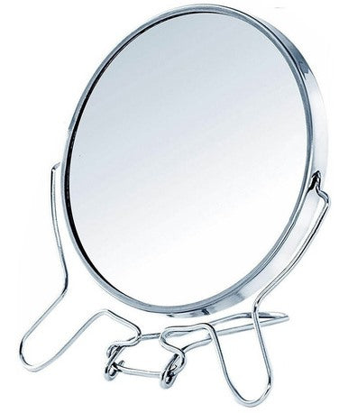 Round Double-Sided Tabletop Mirror on Metal Stand, 5 in