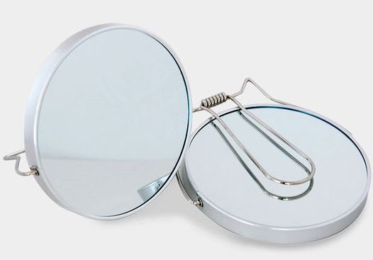 Round Double-Sided Tabletop Mirror on Metal Stand, 5 in - Image 2