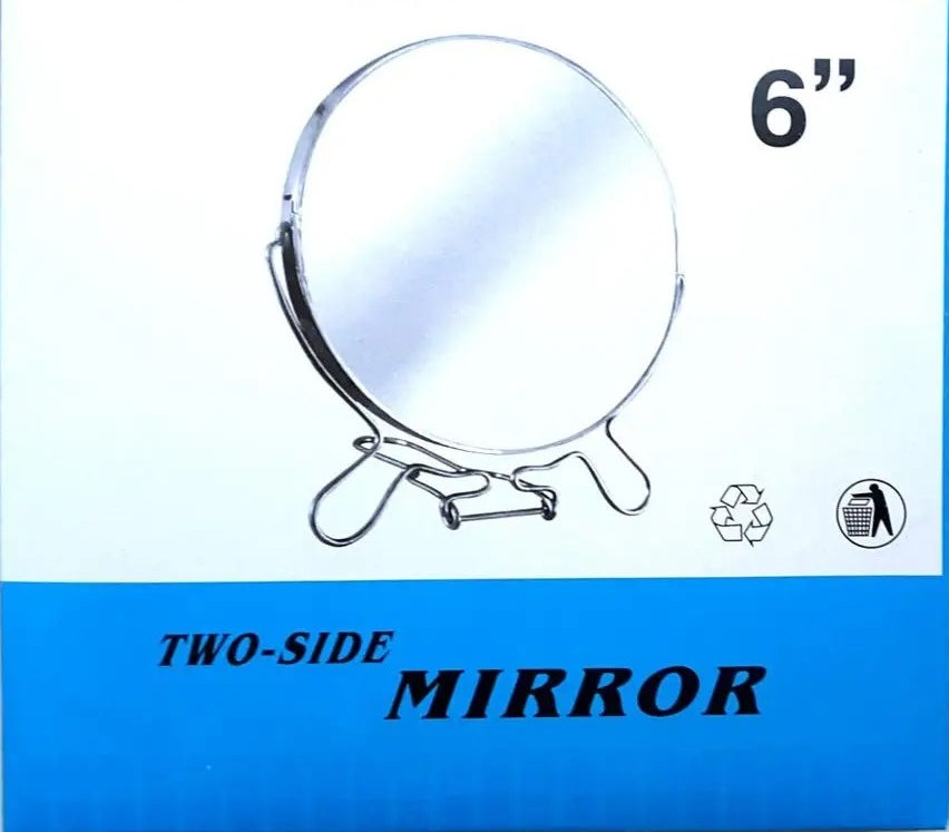Round Double-Sided Tabletop Mirror on Metal Stand, 5 in - Image 3