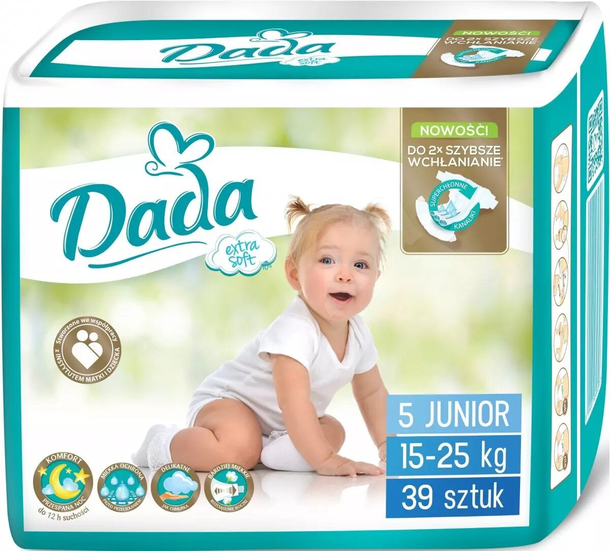 Dada Extra Soft (5) Junior Baby Diapers, 39 pcs, 15-25 kg