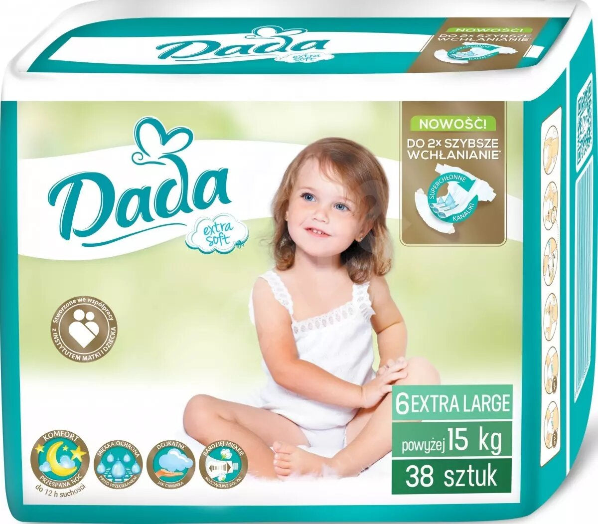 Dada Extra Soft (6) Extra Large Baby Diapers, 38 pcs, 15+ kg