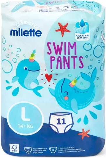 Milette Size L Swim Diaper Pants, 14+ kg, 11 pcs