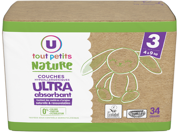 U Tout Petits Nature 3 Baby Diapers, 4-9 kg, 34 pcs - Image 2