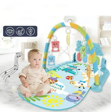 518 A30 Baby Play Mat with 5 Hanging Toys, Piano, Sound, Light & Height Chart - Image 2