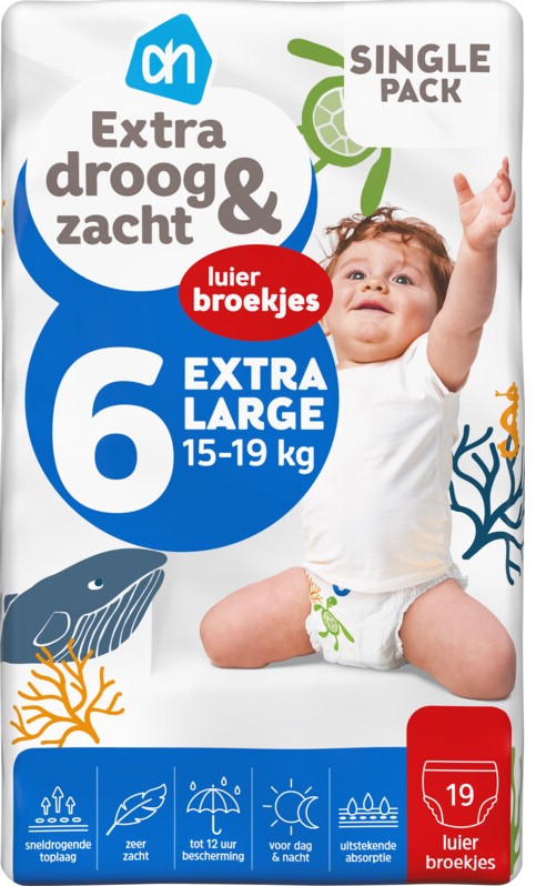 Albert Heijn Size 6 Baby Pull-Up Diaper Pants, 15-19 kg, 19 pcs
