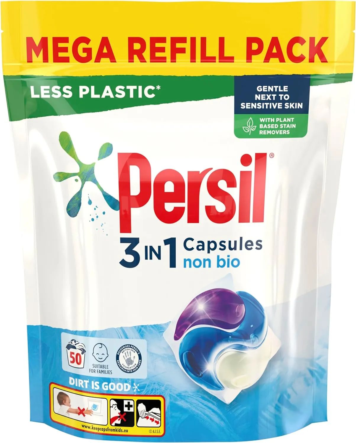 Persil 3-in-1 Non-Bio Laundry Detergent Pods, 50 pcs (Price per 1 pc)