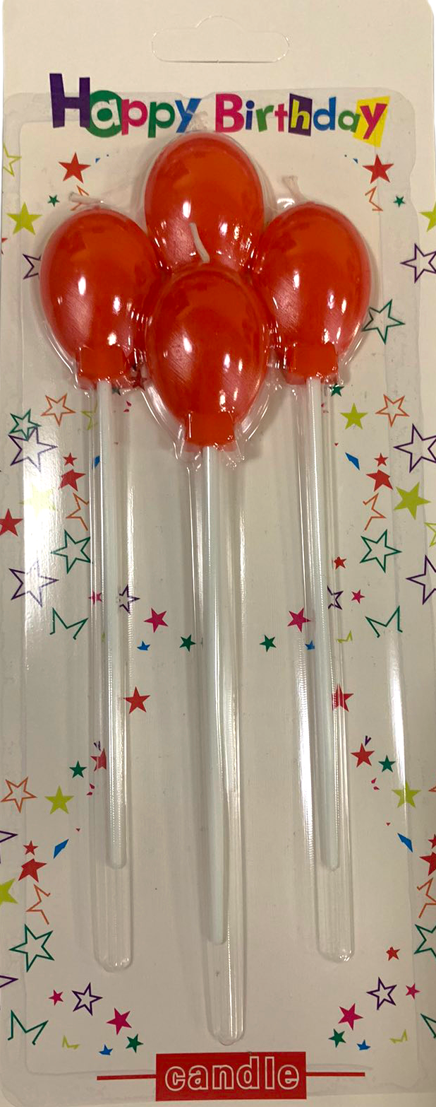 Happy Birthday Balloon Cake Candles, 4 pcs