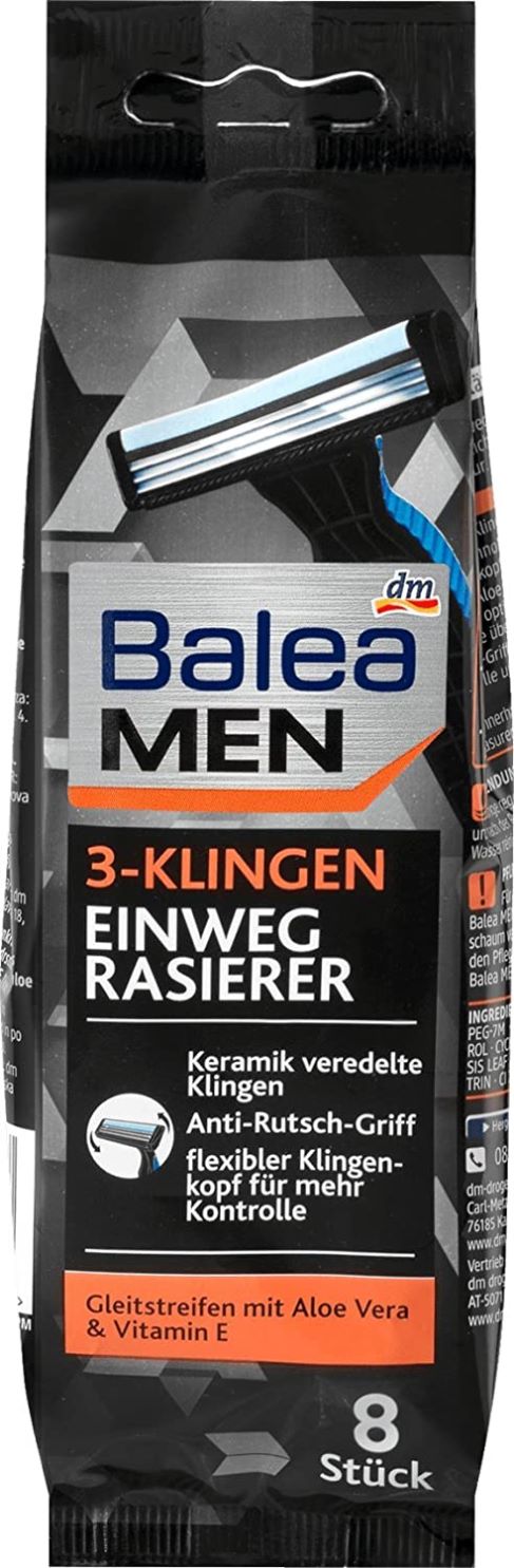Balea Men's Disposable Razors, 3 Blades, 8 pcs