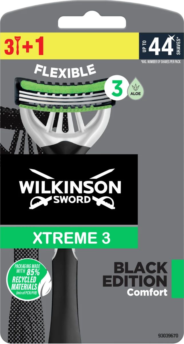 Wilkinson Xtreme 3 Black Edition Men's Disposable Razors, 3+1 pcs