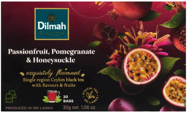 Dilmah Passionfruit, Pomegranate & Honeysuckle Black Tea, 20 Bags, 30 g