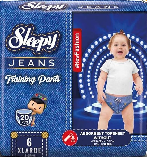Sleepy Jeans Size 6 Baby Pull-Up Diaper Pants, 15-25 kg, 20 pcs