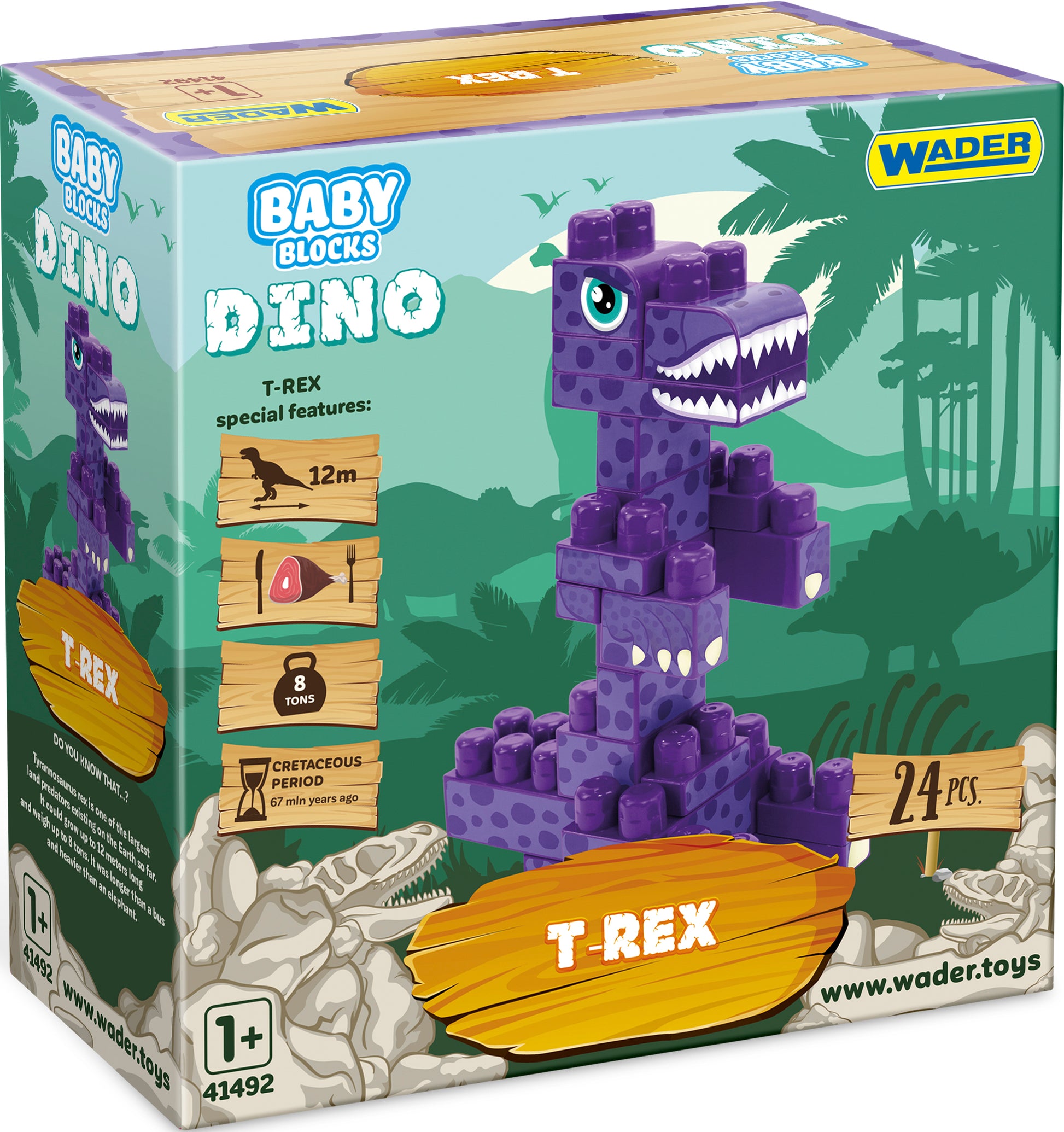 Wader Baby Blocks Dino 41496 T-Rex Building Set, 24 pcs - Image 2