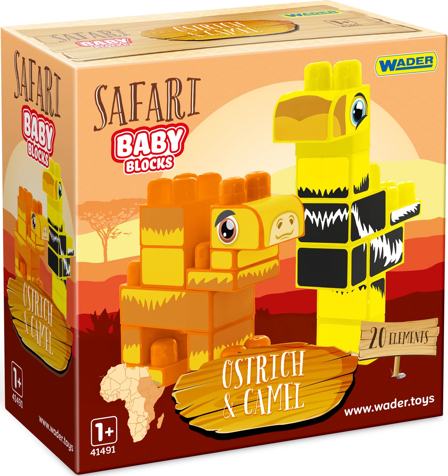 Wader Baby Blocks 41504 Safari Ostrich & Camel Building Set, 20 pcs - Image 2