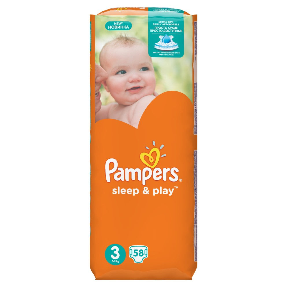 Pampers Sleep & Play Size 3 (Midi) Baby Diapers, 58 pcs, 6-10 kg