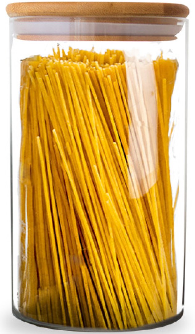 S&T 7029-01 Glass Jar with Bamboo Lid, 950 mL