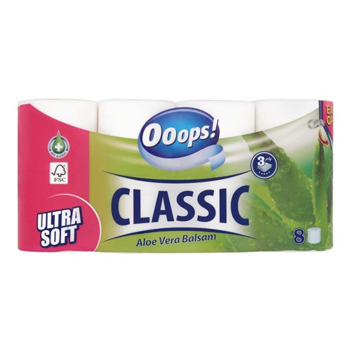 Ooops Classic Aloe Vera Balsam 3-Ply Toilet Paper, 8 Rolls
