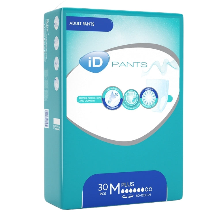 iD Slip Plus Medium Adult Incontinence Briefs, Waist 80-125 cm, 30 pcs