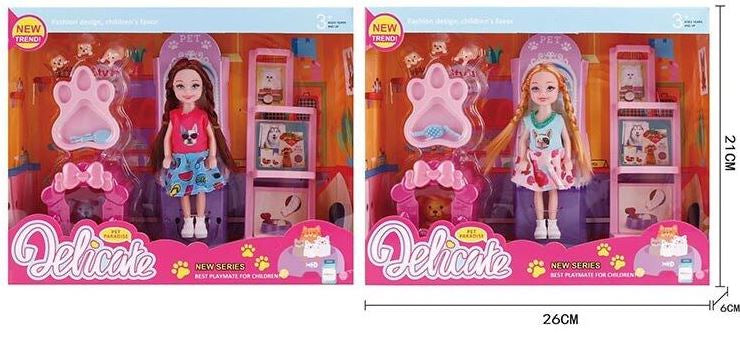 L 5-26 Doll with Accessories & Pets, 14 cm