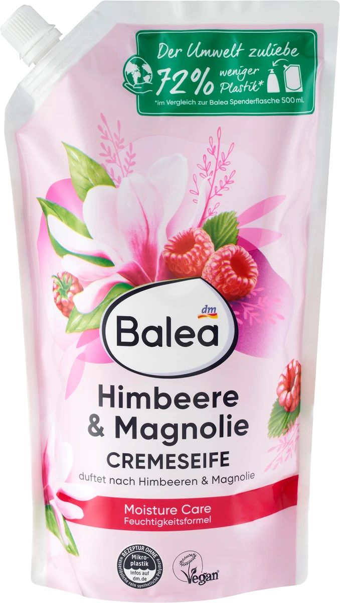 Balea Raspberry & Magnolia Liquid Cream Hand Soap Refill Pouch, 850 mL