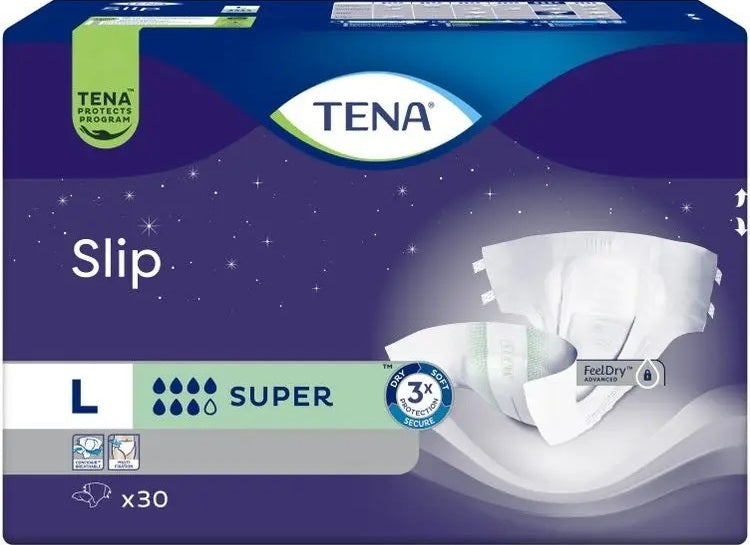 Tena Slip Adult Incontinence Briefs, 7-Drop Absorbency, Size L, 30 pcs