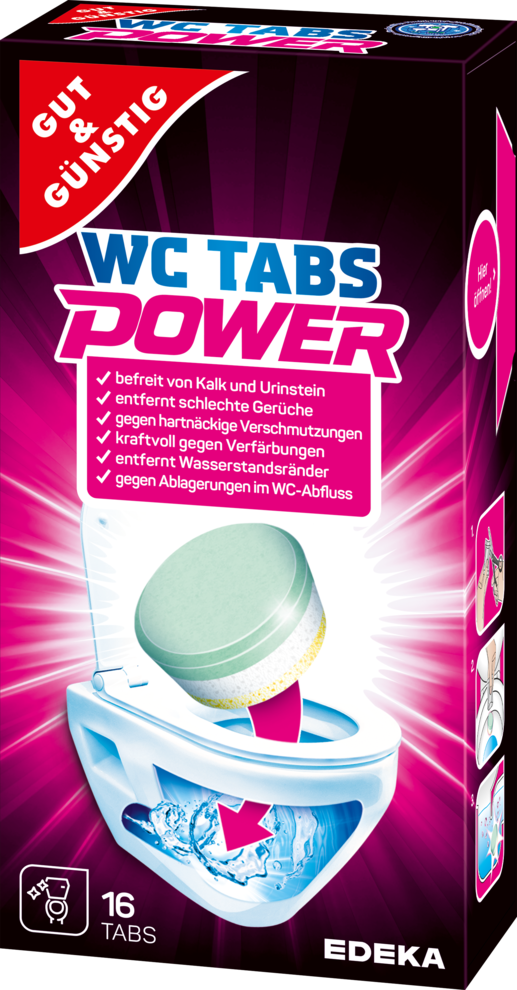 Gut & Gunstig Power Toilet Cleaning Tablets, 16 pcs (Price per 1 pc)