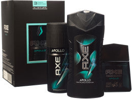 Axe Apollo Men's Gift Set: Aerosol Deodorant 150 mL, Shower Gel 250 mL & Eau de Toilette 50 mL