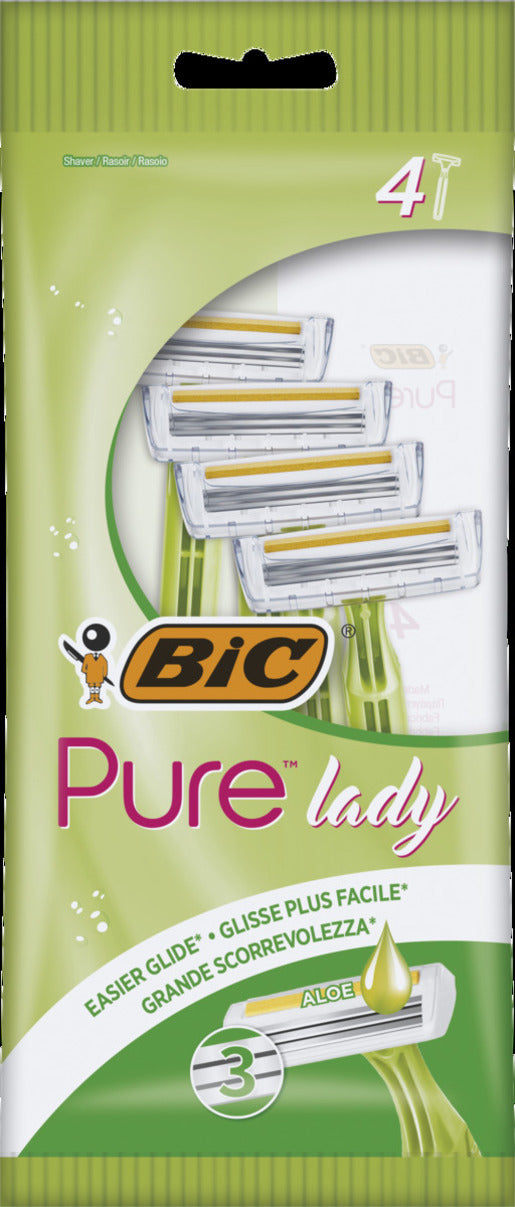 BIC Pure Lady Aloe Triple-Blade Razors, 4 pcs