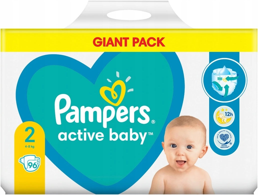 Pampers Active Baby Size 2 (Mini) Baby Diapers, 96 pcs, 4-8 kg - Image 2