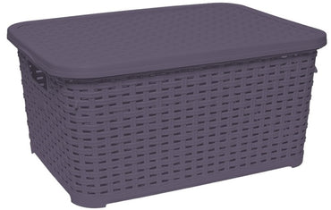 Irak Plastik SP290 Rattan-Style Storage Basket with Lid, 28 x 19 x 12.5 cm, 5 L - Image 2