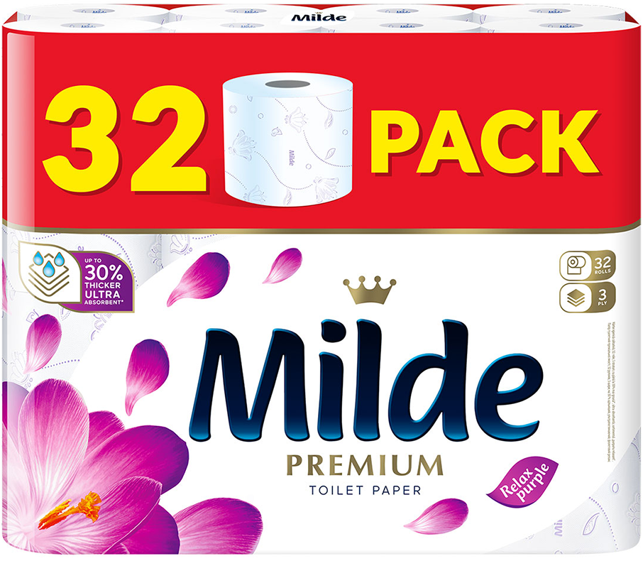 Milde Premium Scented 3-Ply Toilet Paper, 32 Rolls