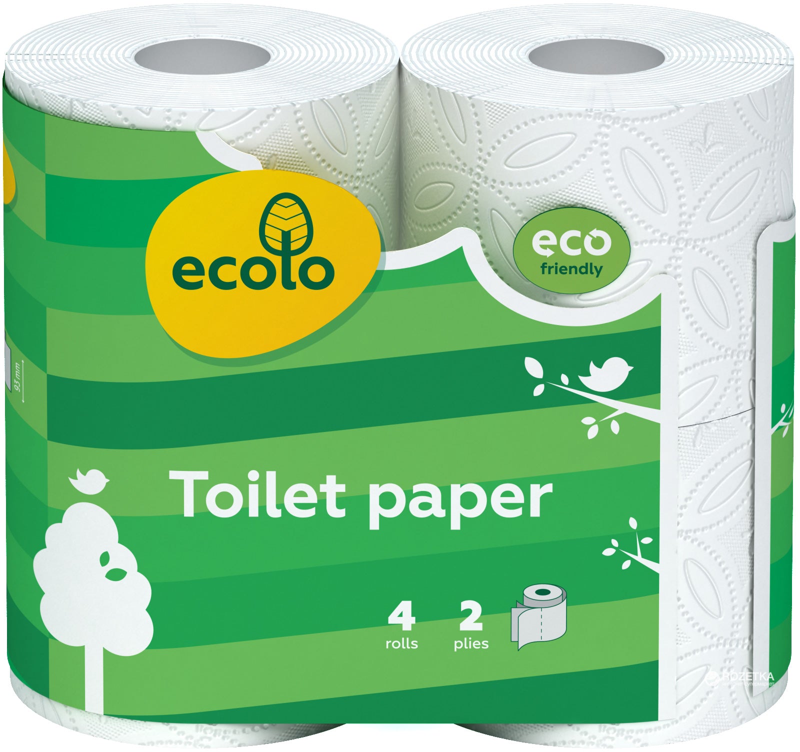 Ecolo White Toilet Paper, 4 Rolls