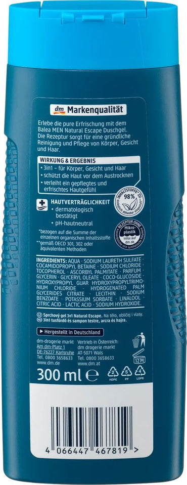 Balea Men Natural Escape 3-in-1 Shower Gel, 300 mL - Image 2