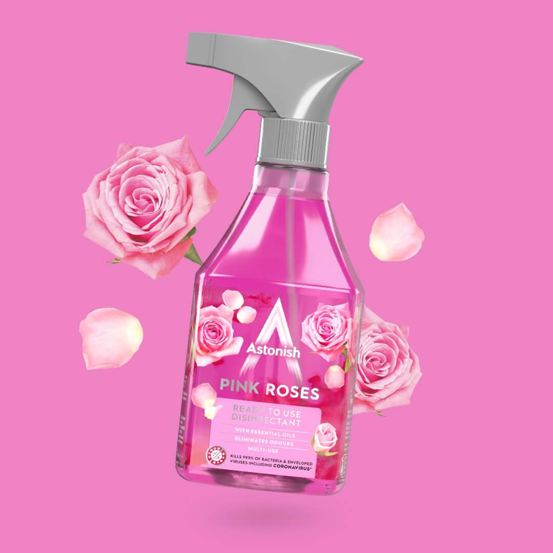 Astonish Pink Roses Multipurpose Disinfectant Cleaner Spray, 550 mL - Image 2