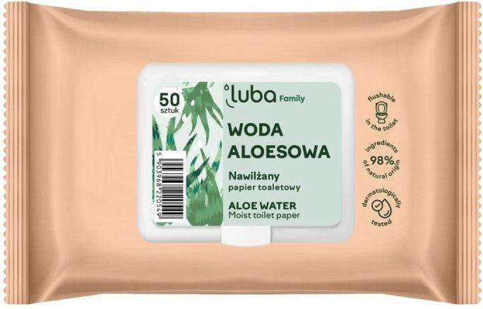 Luba Eco Family Moist Toilet Tissue with Aloe Water & Flip-Top Lid, 50 pcs