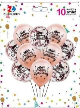 1212-10-2 Happy Birthday Balloon Set, 10 x 30 cm, 10 pcs