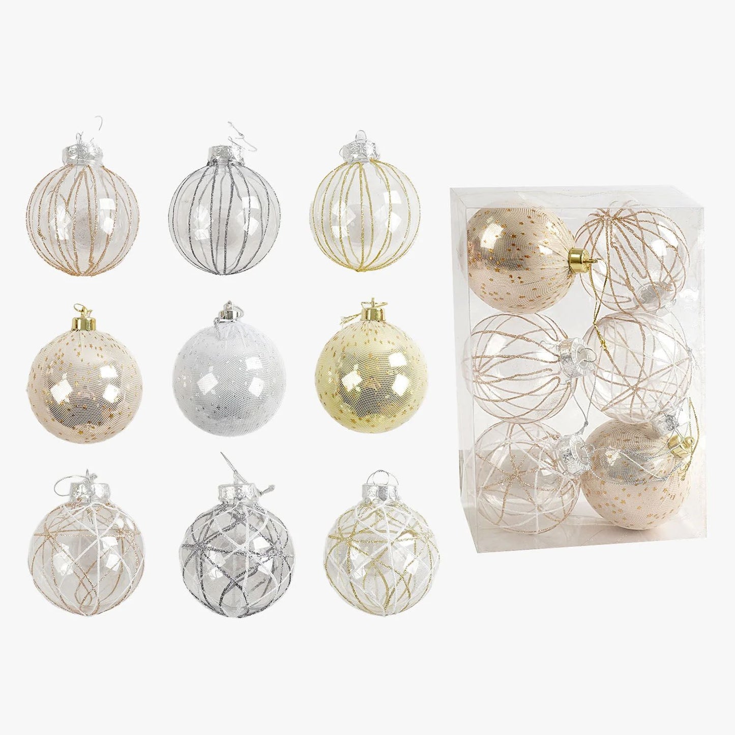 C 67575 Christmas Ball Ornaments, 6 cm Diameter, 6 pcs