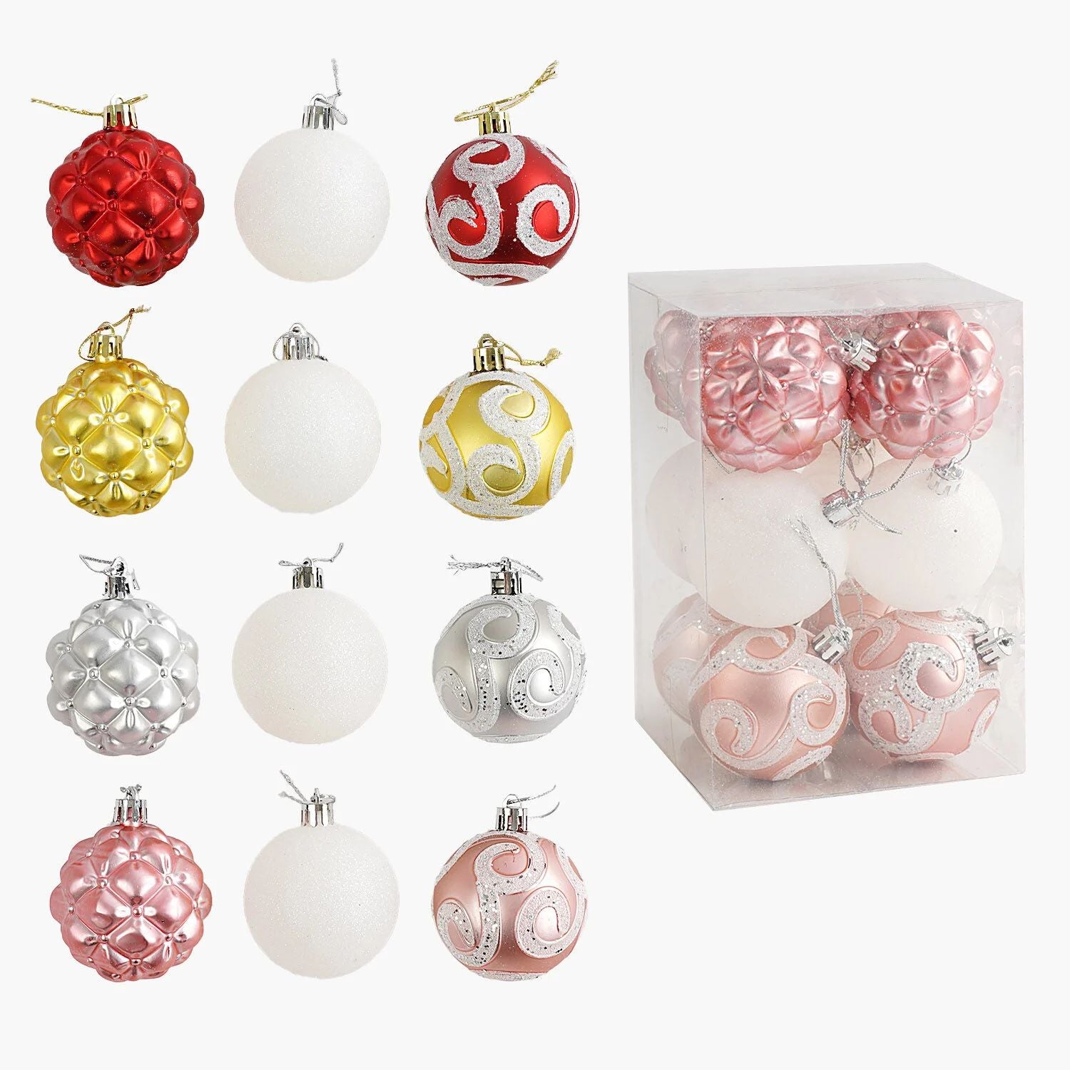 C 67576 Christmas Ball Ornaments, 6 cm Diameter, 12 pcs