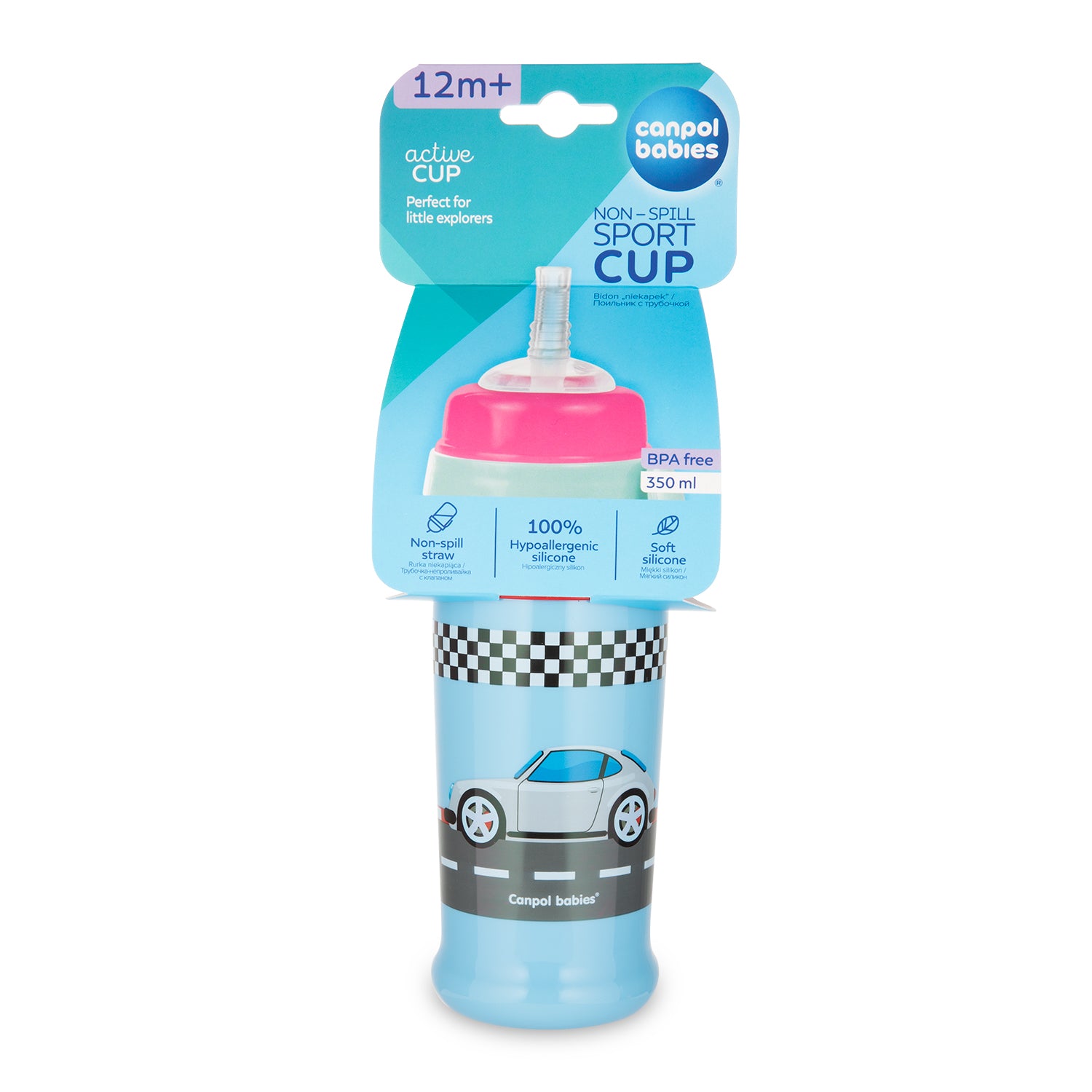 Canpol Babies 56/516 Dark Blue Racing Spill-Proof Bottle with Silicone Spout, 12+ Months, 350 mL - Image 2