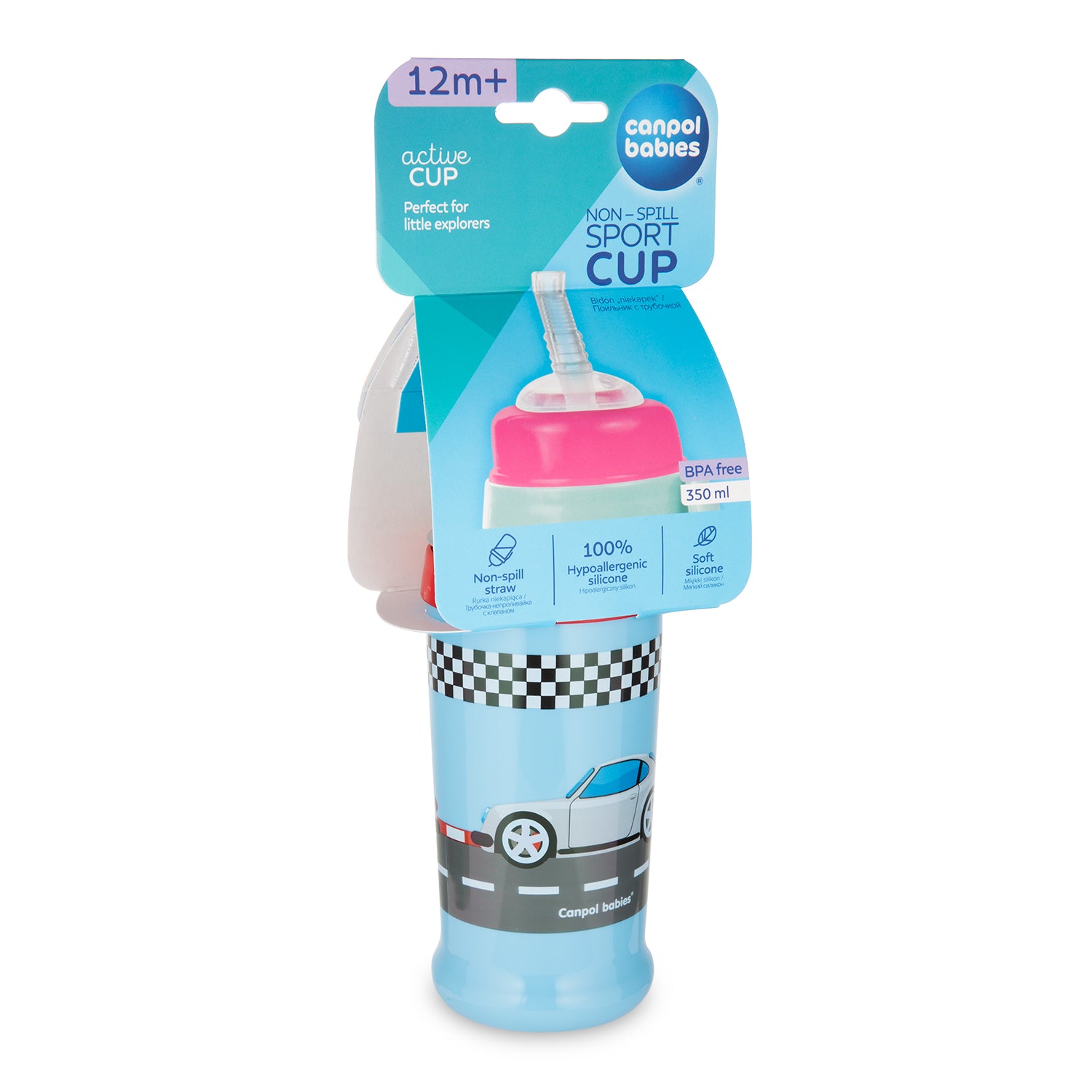 Canpol Babies 56/516 Dark Blue Racing Spill-Proof Bottle with Silicone Spout, 12+ Months, 350 mL - Image 3