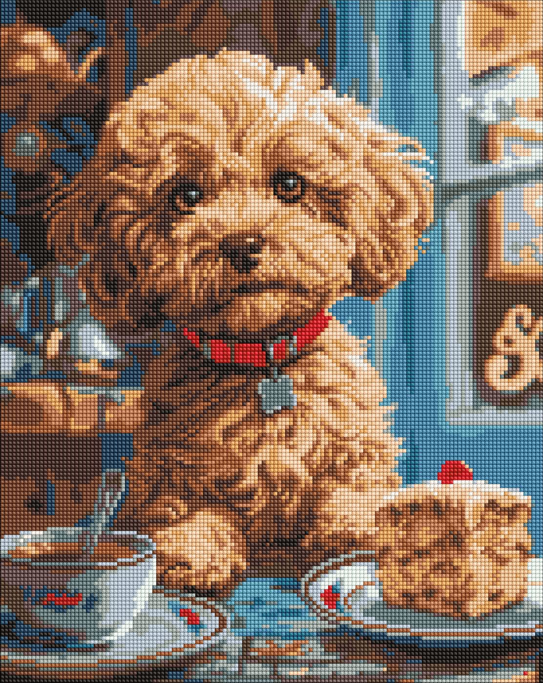 Ideyka AMO8040 Maltipoo at a Cafe Diamond Mosaic Craft Set, 40 x 50 cm