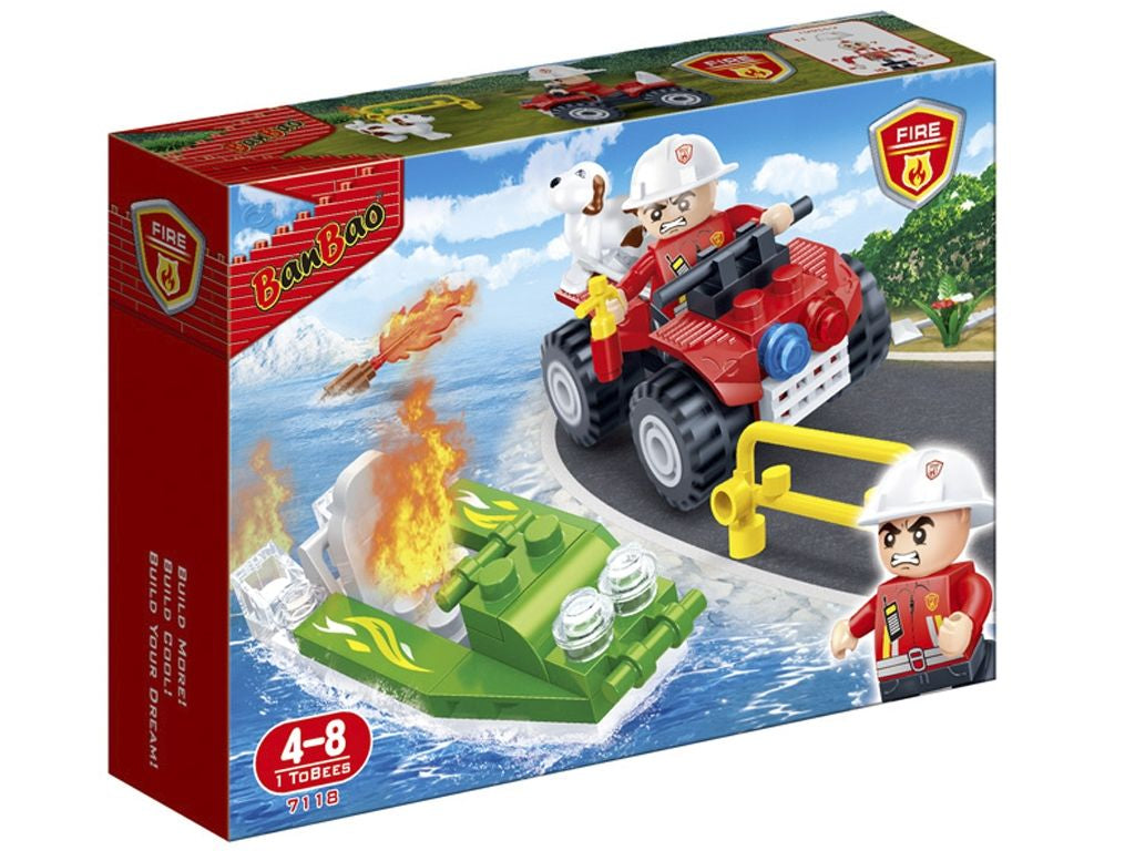 Banbao 7118 Firefighters Boat & Jeep Building Set, 62 pcs