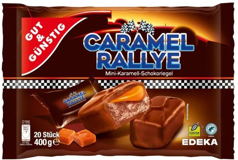 Gut & Gunstig Caramel Rallye Mini Chocolate Bars, 20 x 20 g (Price per 1 pc)