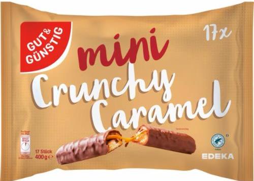 Gut & Gunstig Crunchy Caramel Mini Chocolate Bars, 17 x 23.5 g (Price per 1 pc)