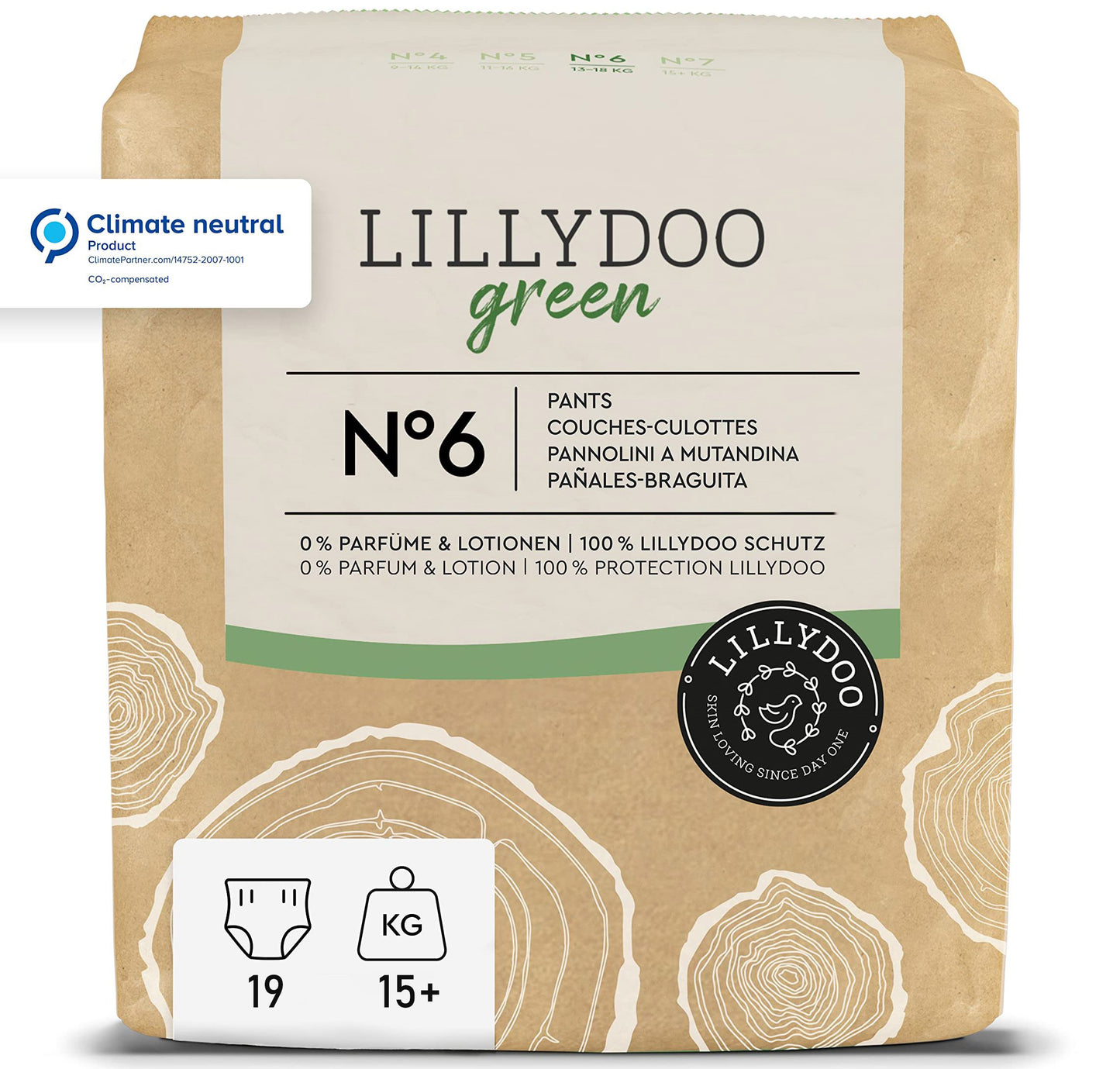 Lillydoo Green 6 Eco Baby Pull-Up Diaper Pants, 15+ kg, 19 pcs - Image 2