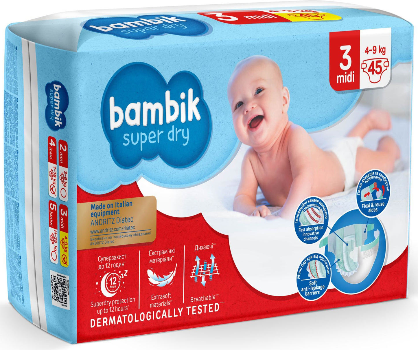 Bambik Jumbo 3 Midi Baby Diapers, 45 pcs, 4-9 kg - Image 3