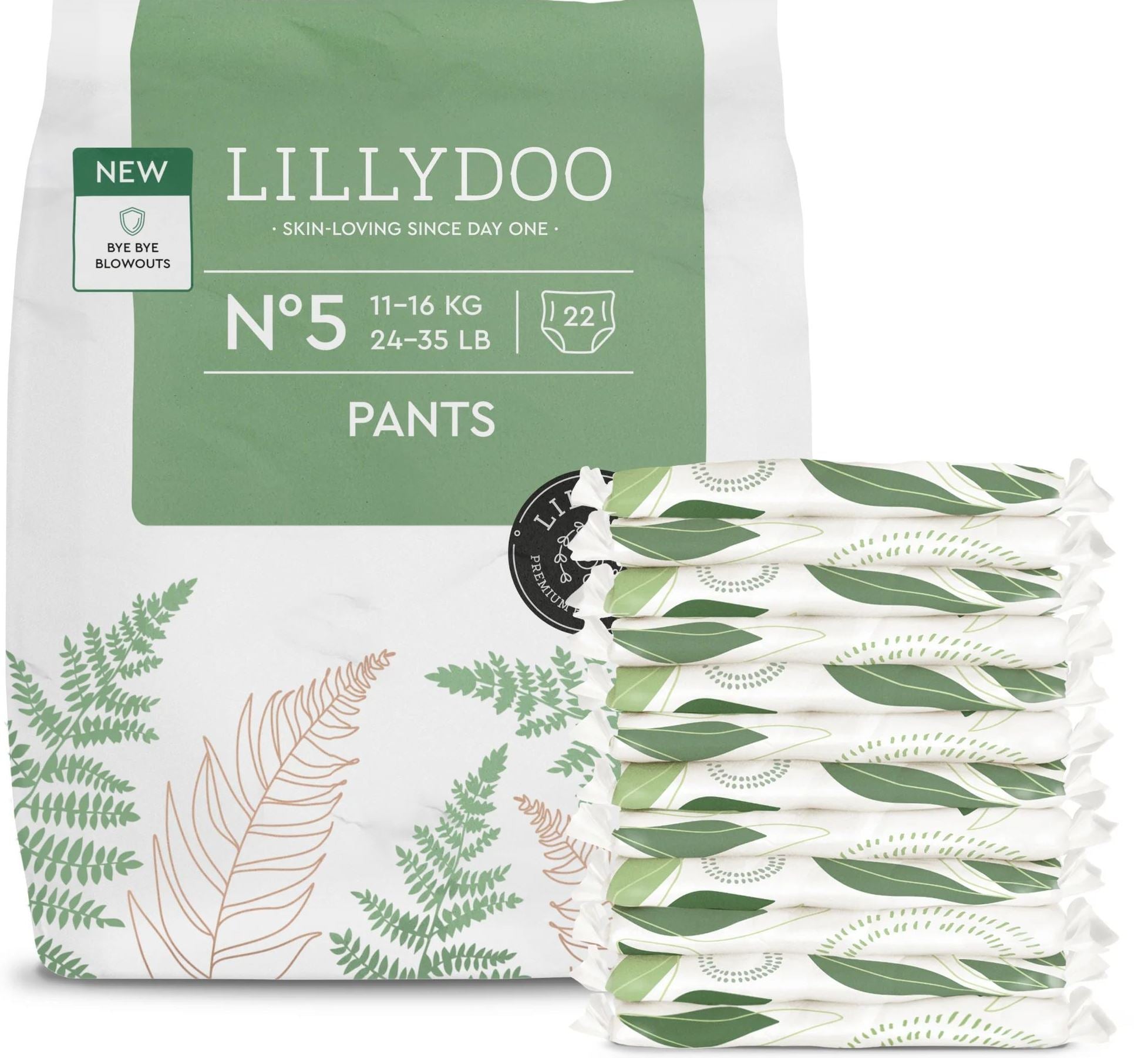 Lillydoo Green Size 5 Eco Baby Pull-Up Diaper Pants, 11-16 kg, 22 pcs