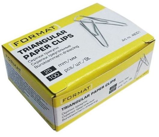 Format 48001 Triangular Nickel-Plated Paper Clips, 100 pcs