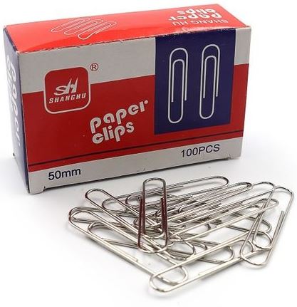Ding Li Nickel-Plated Paper Clips, 50 mm, 100 pcs